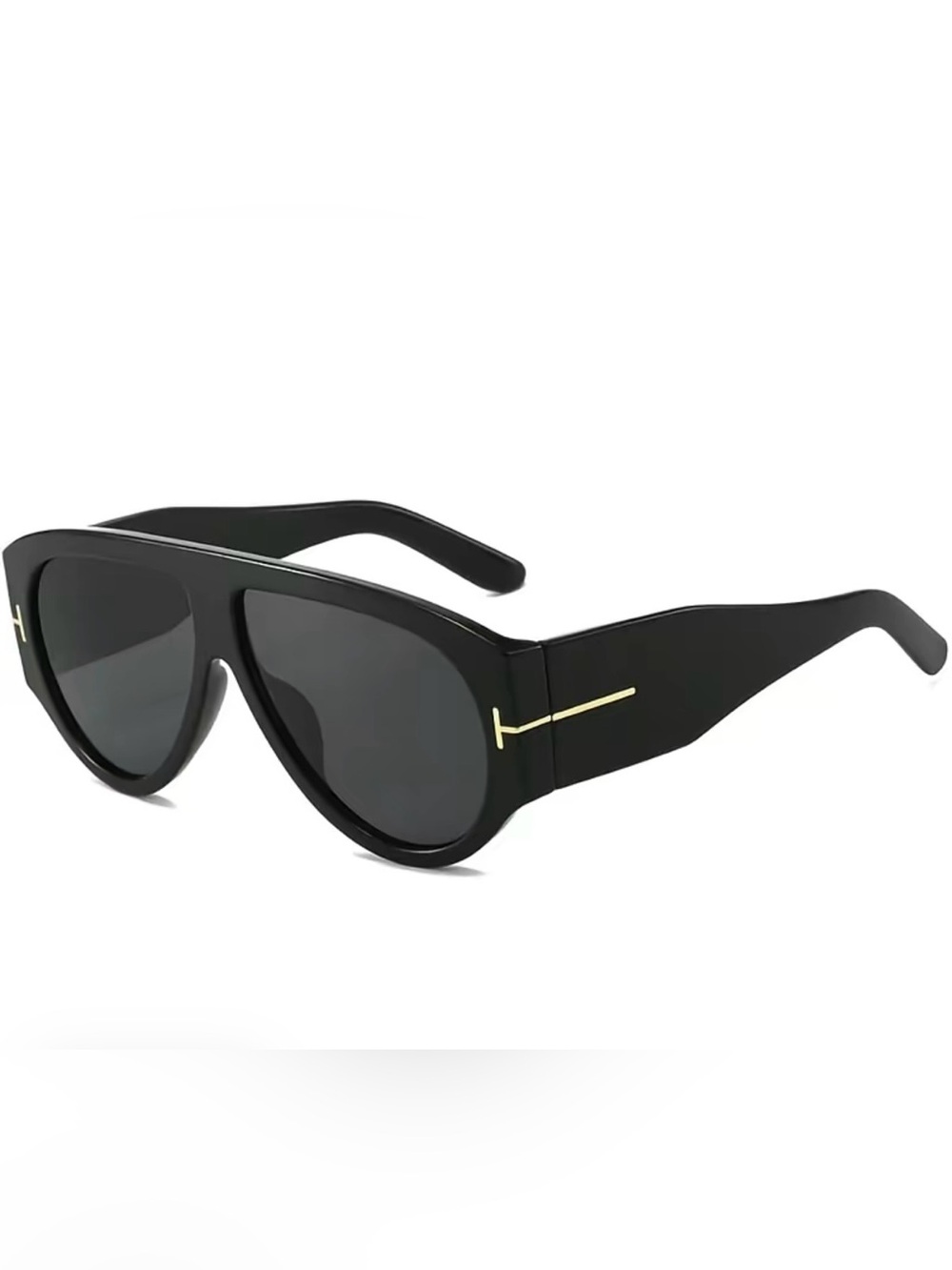 Oversized Retro Aviator Sunglasses Black UV400 Thick Frame Unisex Shades